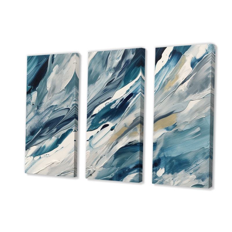 «Bliss Of Happiness Abstract in Retro Blue II», ensemble de reproductions d'art mural abstraites, H 40 po x l 60 po x P 1 po