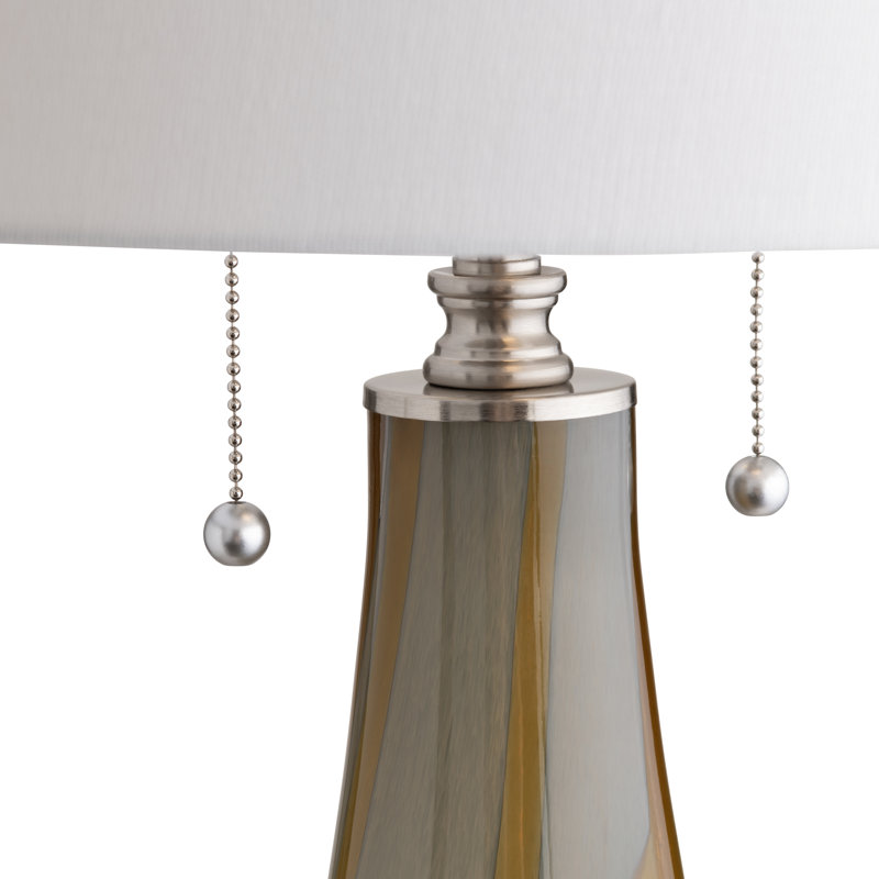 33.5" Glass Table Lamp With White Shade