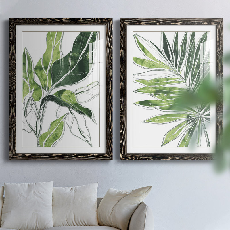 Expressive Palm III - ensemble de 2 peintures encadrées, Noir, H 31,5 po x l 43,5 po x P 1 po