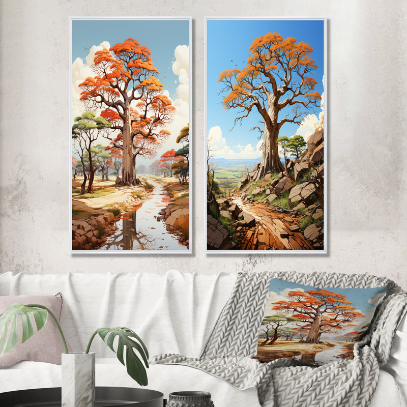 Représentation transparente de baobab - ensemble de 2 décorations murales arbre baobab, H 32 po x l 33 po