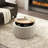 Round Storage Ottoman, 2 In 1 Function, Work As End Table And Ottoman (25.5"X25.5"X14.5")-1674029670