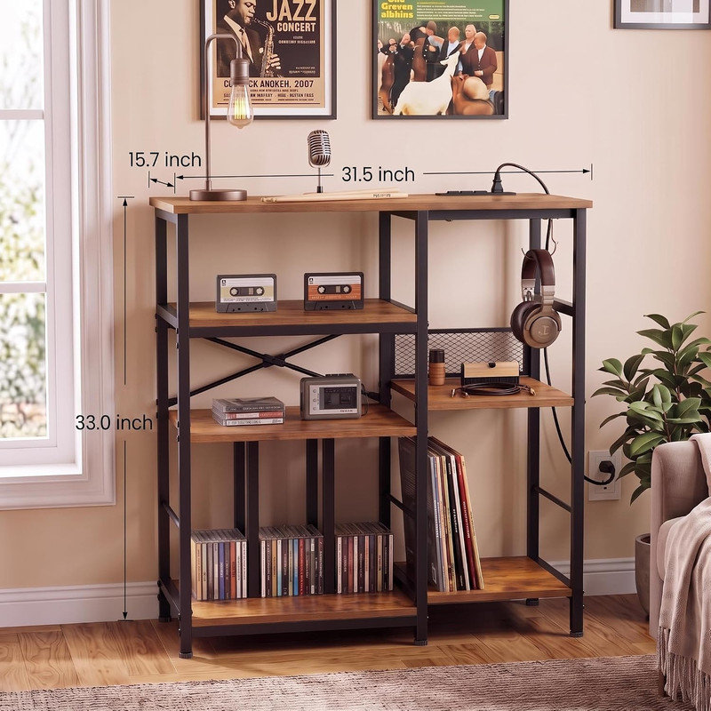 Support pour tourne-disque multi-cubes avec rangement latéral réversible, table tournante pouvant contenir plus de 300 albums pour le salon, la chambre à coucher