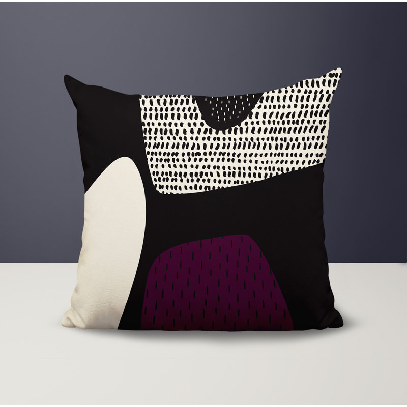 Coussin carré intérieur / extérieur pia, H 15 po x l 15 po, Purple/Black/Off-White