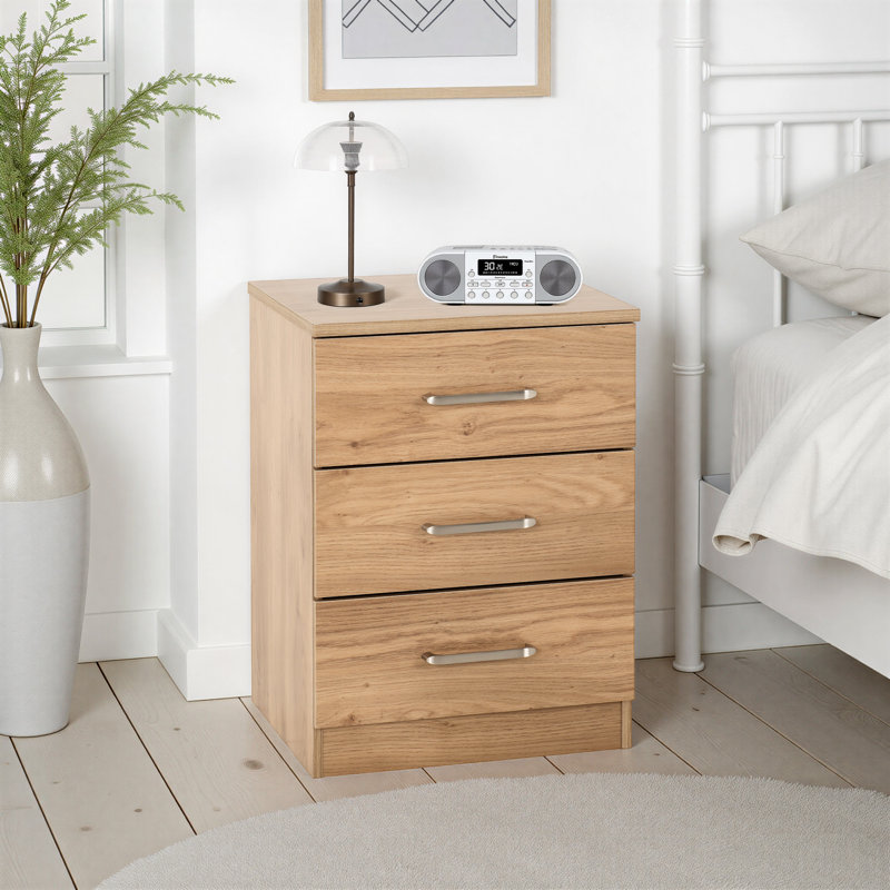 Sumrah 40cm W Particle Board / Chipboard Bedside Table, Brown