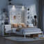 Lit escamotable double pleine grandeur avec tablettes, tiroirs et lumières DEL