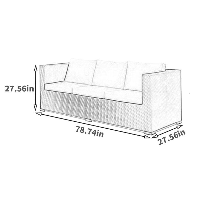 Cevyn 78.74'' Wide Rectangle Wicker Patio Sofa with Cushions