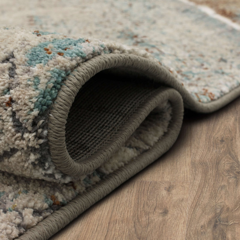Dim Grey Geometric Wool and Synthetic Area Rug