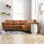 Canapé modulaire en cuir véritable Comerford de 93,3 po de largeur