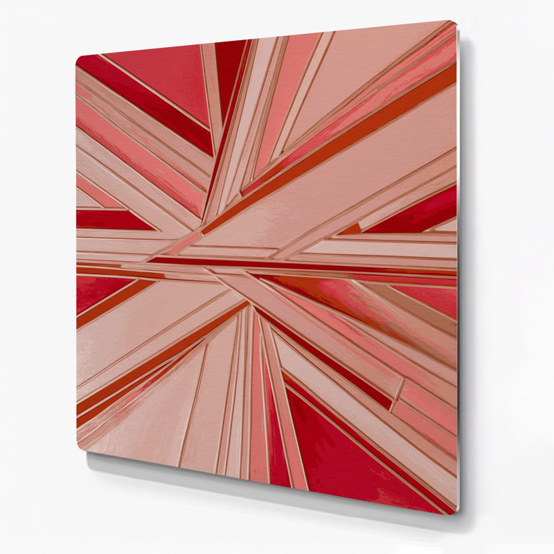 Hard Edge 29 - art mural en métal rose, H 32 po x l 32 po