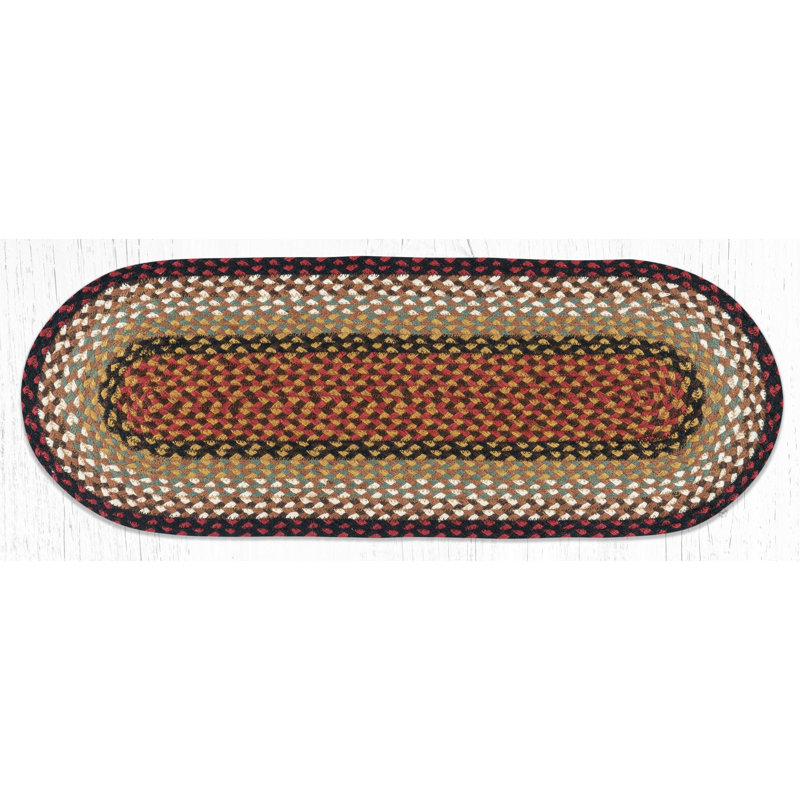 Earth Rugs Burgundy/Mustard Jute Table Runner 36" H, Burgundy/Mustard