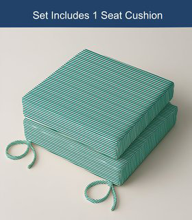 3" Deep Seat Cushion Ticking Stripe - Water-Resistant, 22" W x 22" D, Dark Green