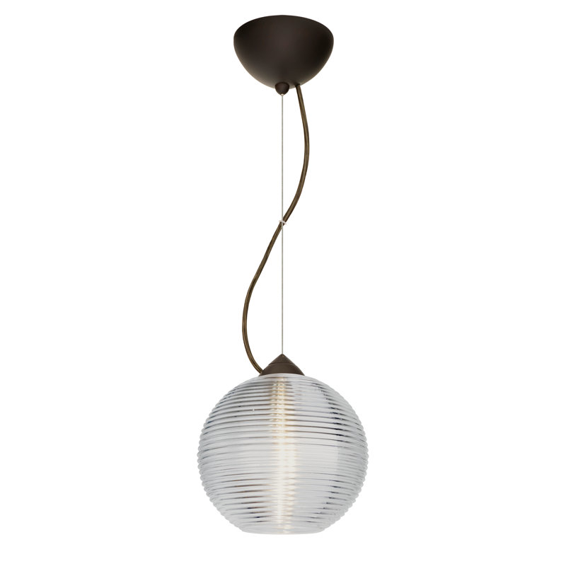 Luminaire sphère suspendu 1 lumières simple Kristall, Transparent, Bronze brossé