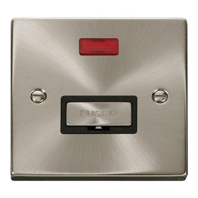 Satin / Brushed Chrome 13A Fused Ingot Connection Unit With Neon