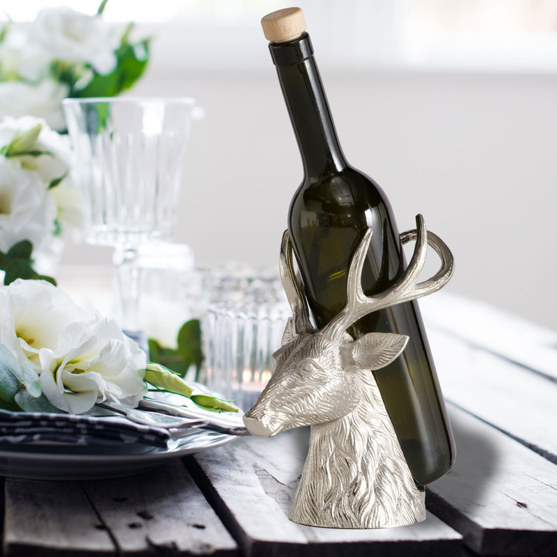 1 Bottle Tabletop Wine Bottle Rack Silver