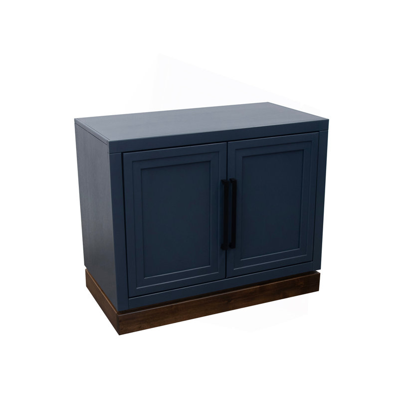 Armoire modulaire à 2 portes Nora, sans assemblage requis, denim bleu et finition whisky