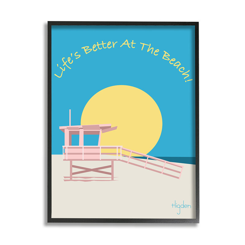 «Life's Better at Beach Expression» par Mark Higden, reproduction d'art graphique, H 20 po x l 16 po x 1,5 po