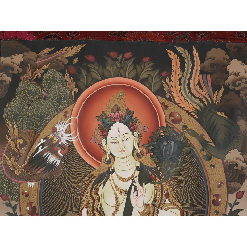 Déesse Tara blanche - divinité bouddhiste tibétaine (avec Brocade Thangka)