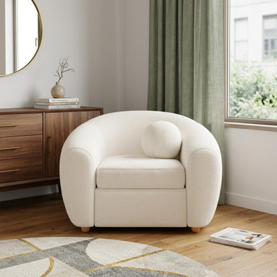 Chaise avec accoudoirs 39 po blanc et naturel Boucle