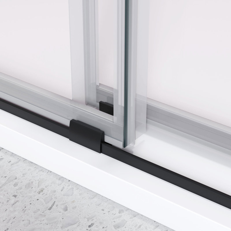 Porte de douche coulissante double sans cadre de 44 à 48 po x H 76 po avec verre transparent de 3/8 po de couleur noir mat
