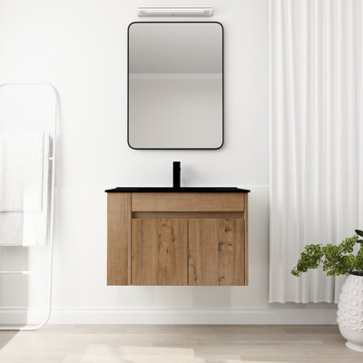 Armoire de salle de bain 30 po avec lavabo en céramique noire et tablette réglable - élégante, facile à entretenir et facile à entretenir