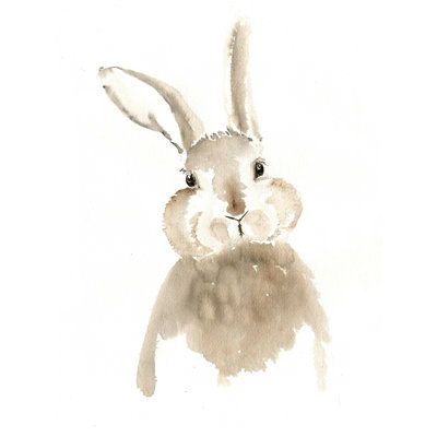 Lapin aquarelle 3 - peinture sur toile tendue