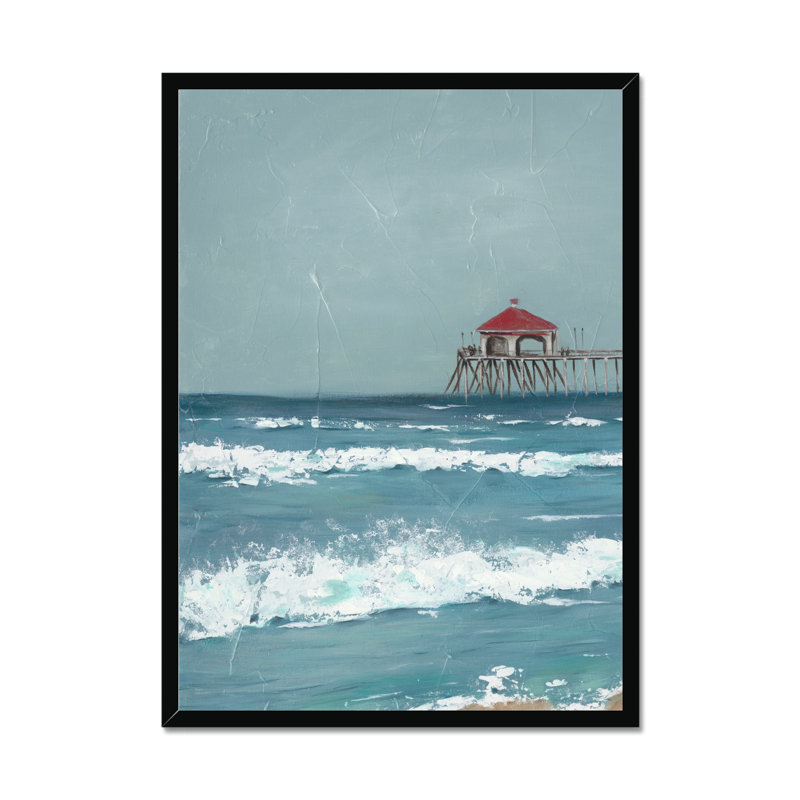 Fishing Pier Diptych I 1 Piece Painting, 50cm H x 34cm W, Black Framed Paper Print
