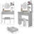 Vanity Table, 17" Round Led Mirror, 3 - Color Lighting System, Soft Stool, Large High Capacity Storage, Small Rooms, American Design, White Touch Controlled Lighting, Cushioned Areas, Style,