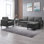 Canapé modulaire convertible 3 pièces avec repose-pieds de rangement et fauteuil simple avec poches, gris foncé