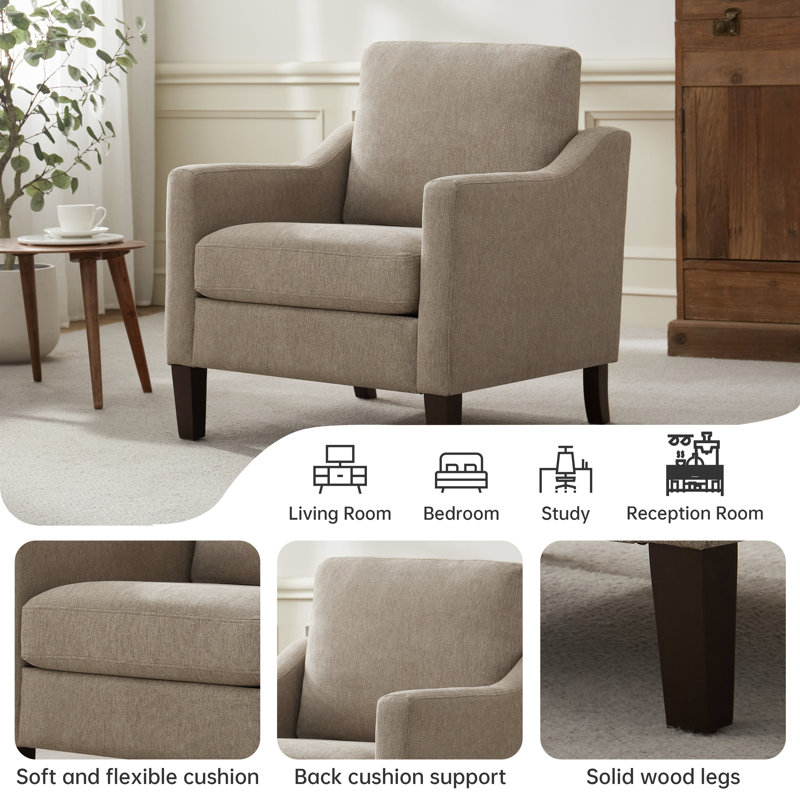 Armchair With Solid Wood Legs (Set Of 2), Brown