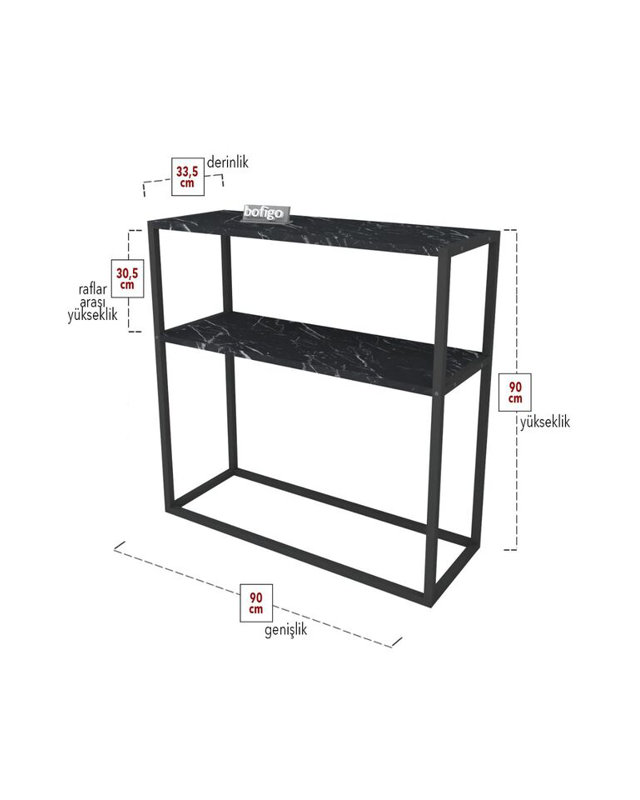 Aigar 90cm Solid Wood Top Console Table, Black/Black