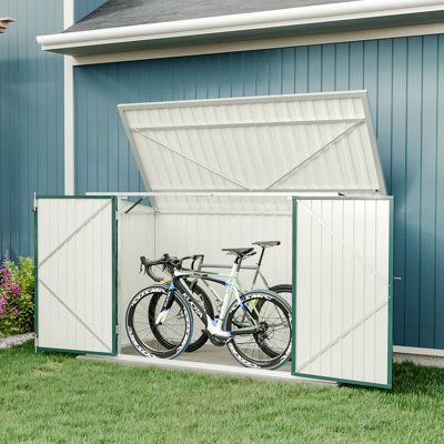 Auli 7 ft. W x 3 ft. D Metal Apex Bike Shed