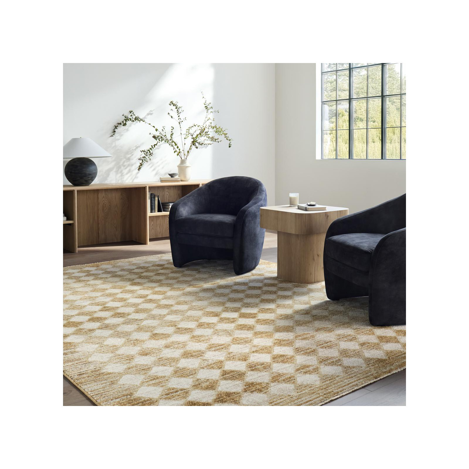 Galey Alix x Livabliss Myrtle Avenue V Indoor Machine Woven Area Rug, Rectangle 6'7" x 9'