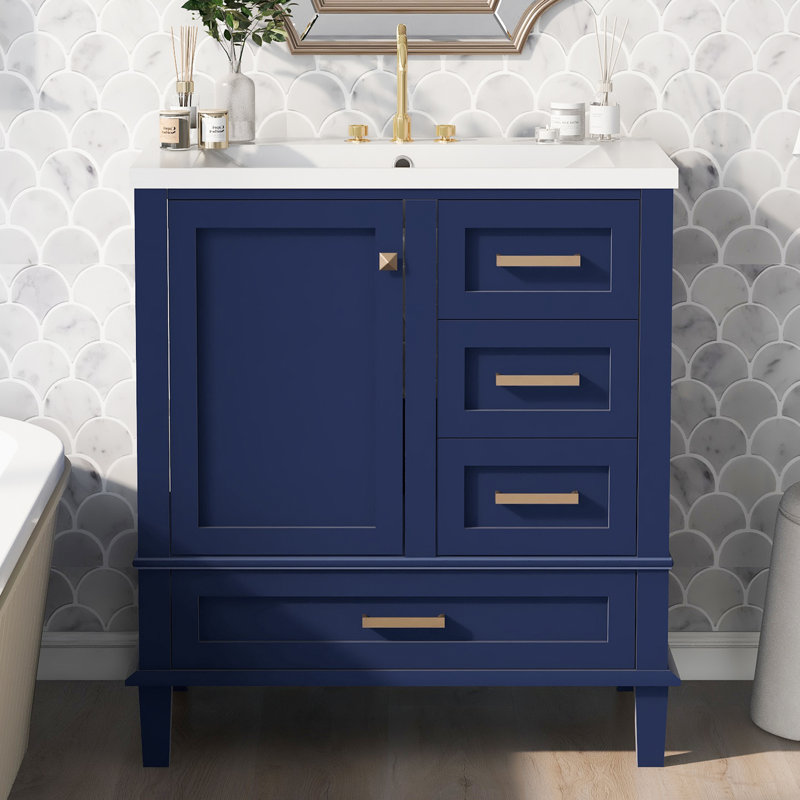 Ensemble de meuble-lavabo simple 30,03 po Megghan, Bleu
