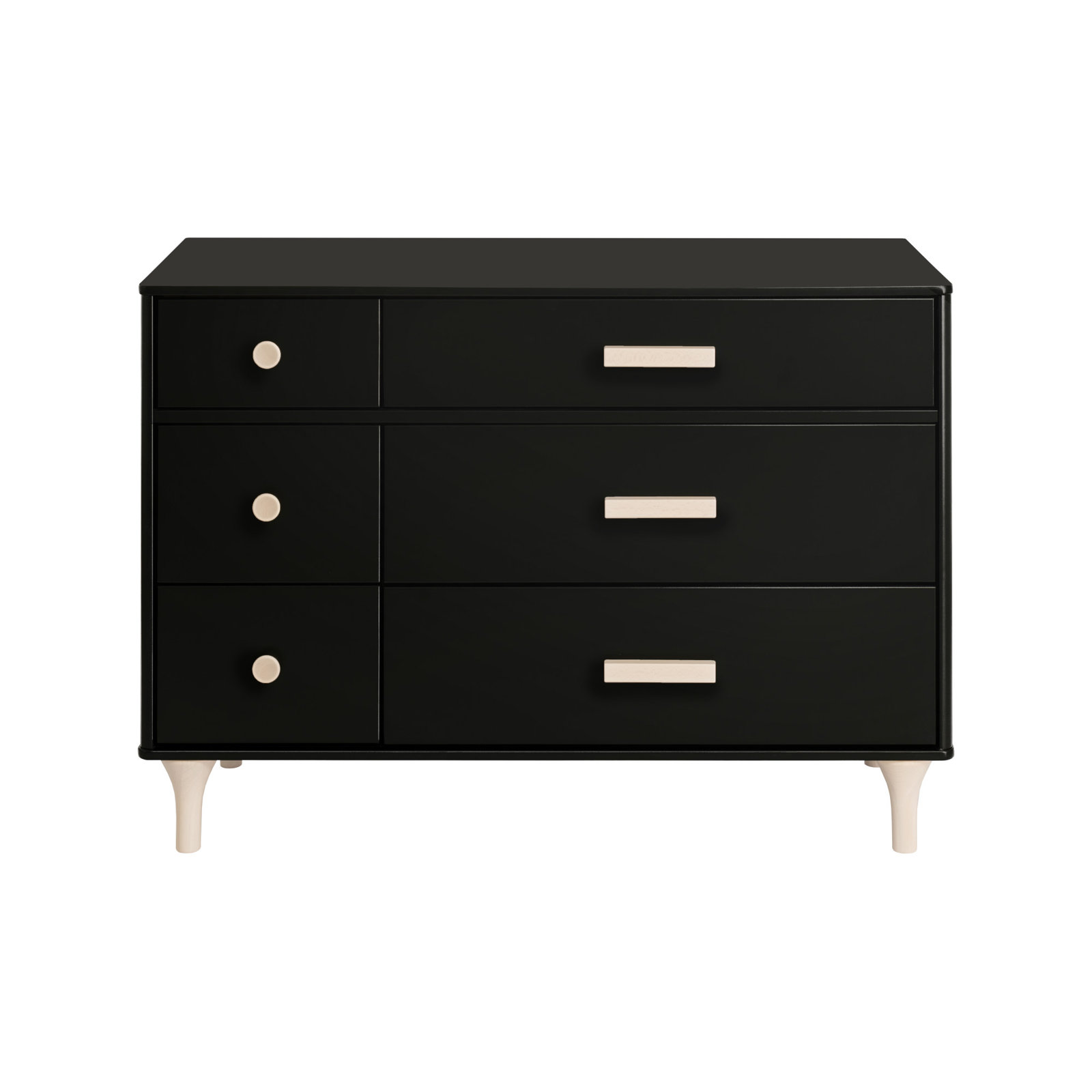 Lolly 6-Drawer Assembled Double Dresser, Black/Washed Natural