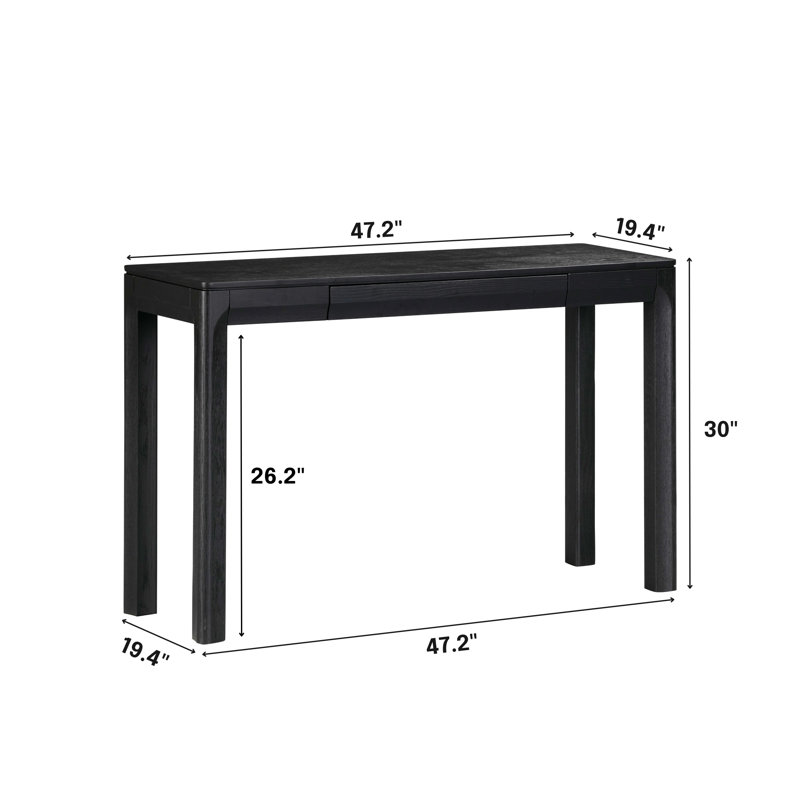NTC Flow Modern Wooden Rectangle Console Table with Hidden Drawer – Waterproof & Heat Resistant, Burnt Black