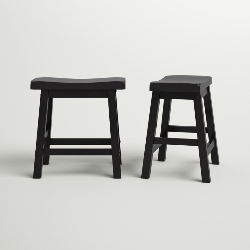Danara Solid Wood Accent Stool, Black Sand-Through