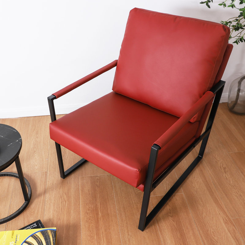 Fauteuil de 25,59 po Quirita, Similicuir rouge