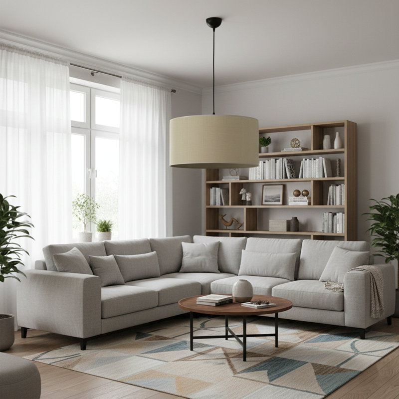 Lustre en bambou 1 lumière Oasis, Crème