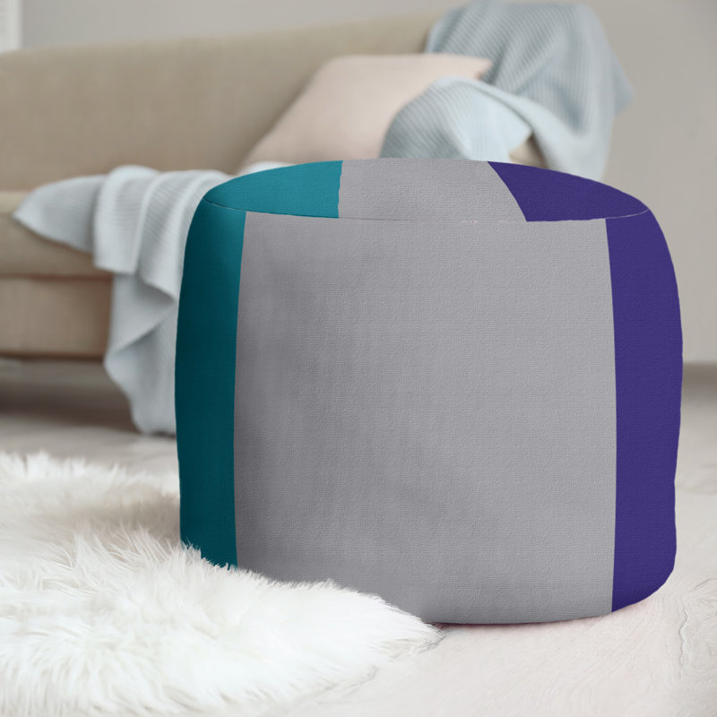 repose-pieds rond 20,5", Bleu sarcelle / gris / mauve foncé