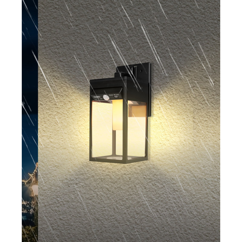 Solar Wall Sconce Lantern W/ Flame Effect
