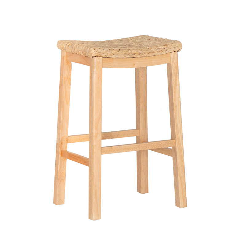 Hyacinth Hand-Woven Solid Wood Frame Counter and Bar Stool, Counter Stool (29" Seat Height)