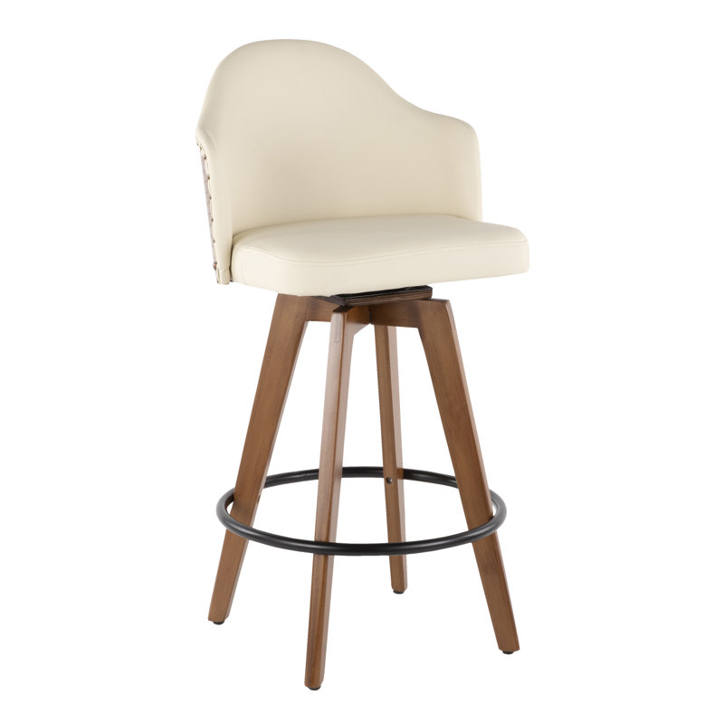 Tabouret de comptoir pivotant de 26 po Murrieta, Similicuir crème