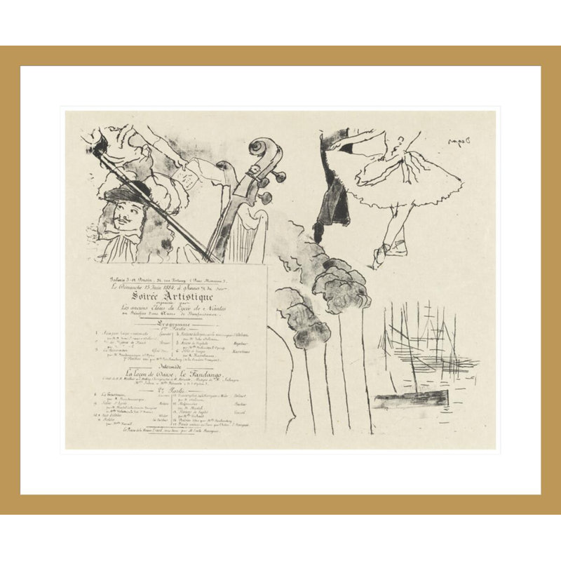 Programme pour la soirée artistique par Edgar Degas, H 23,5 po x l 28,12 po