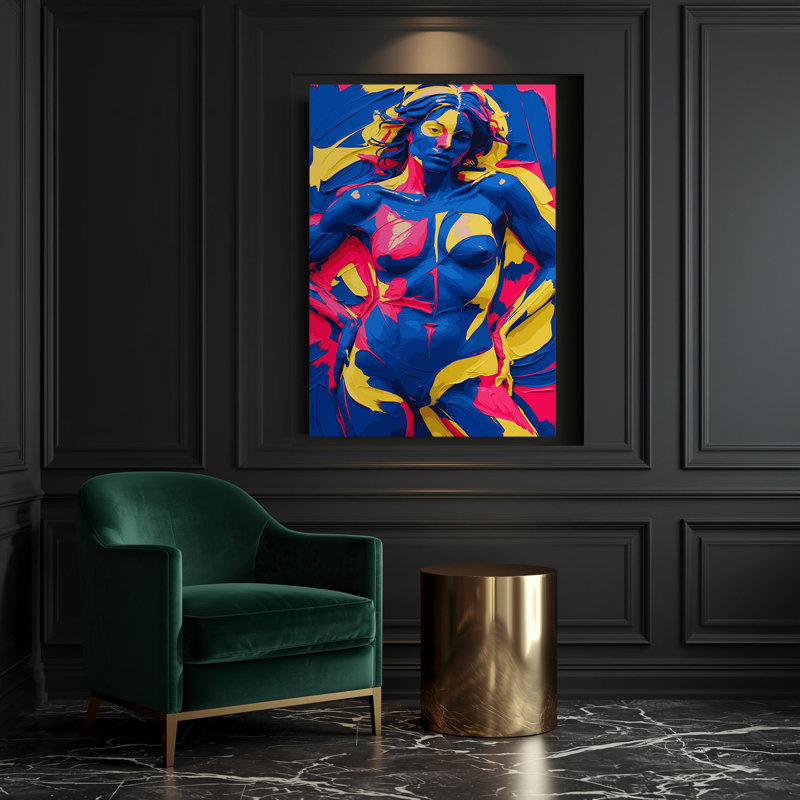 Abstrait art figuratif bleu sur toile 21, H 14 po x l 11 po