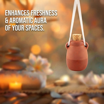 Hosley Terracotta Diffuser Pot Set of 4 Brown, Bathroom Shelf Decor Ideal for Essential Oils, Aromatherapy, Spa, Meditation, Office, and Wedding Gifts