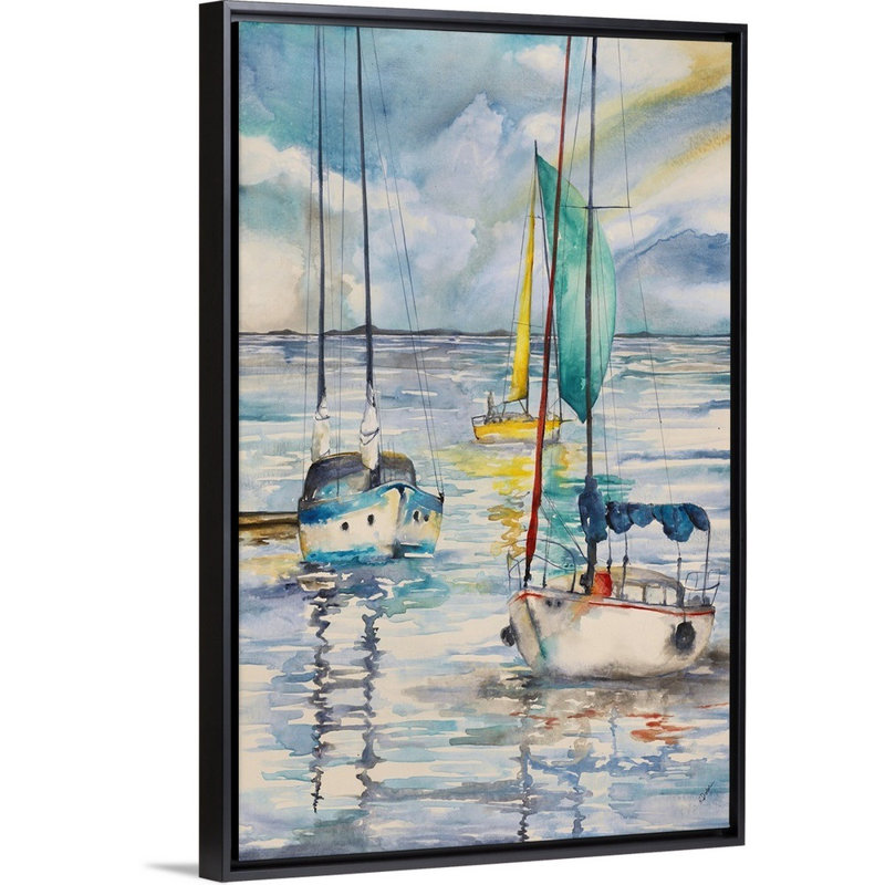 « maritime »-reproduction d’art sur toile, H 31,7 po x l 21,7 po x p 1,75 po, Cadre flottant noir