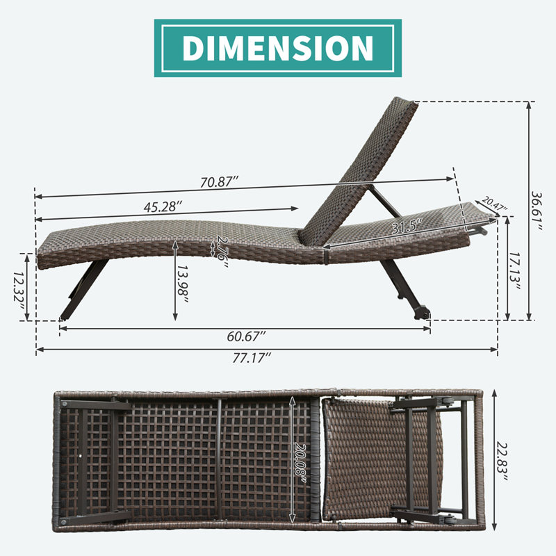 Chaise longue d'extérieur en osier 2 pièces