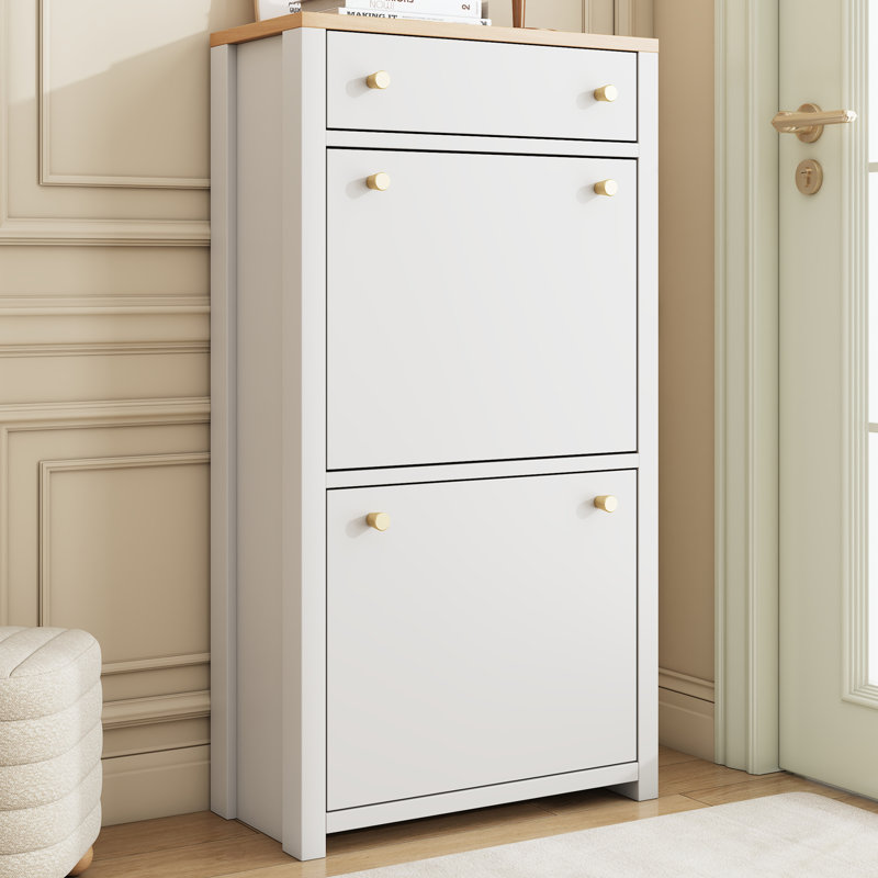 8 Pair Shoe Storage Cabinet, White