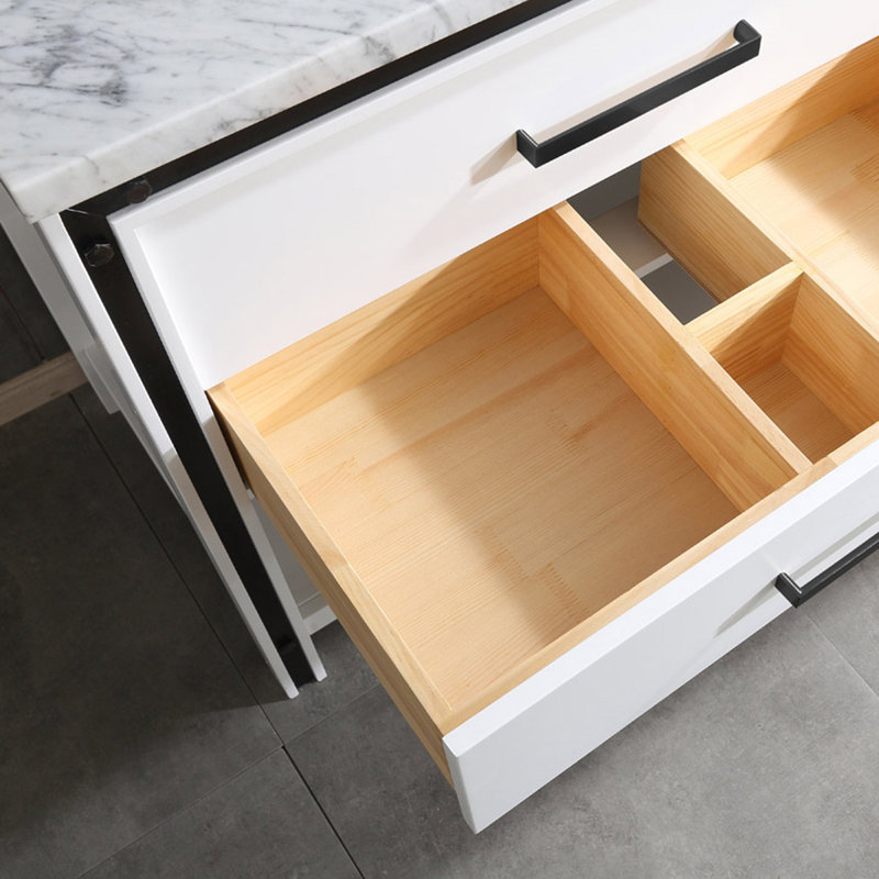 Base de meuble-lavabo double 72 po seulement, Blanc mat