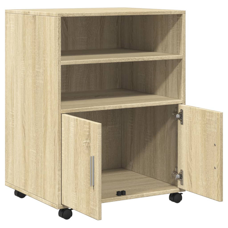 Rolling Cabinet Engineered Wood, Sonoma Oak
